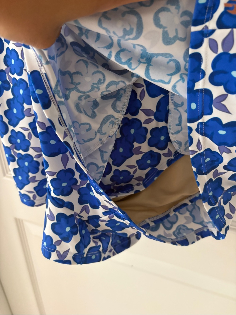 Blue Floral One-Piece Swim Romper - Picture 6 of 7